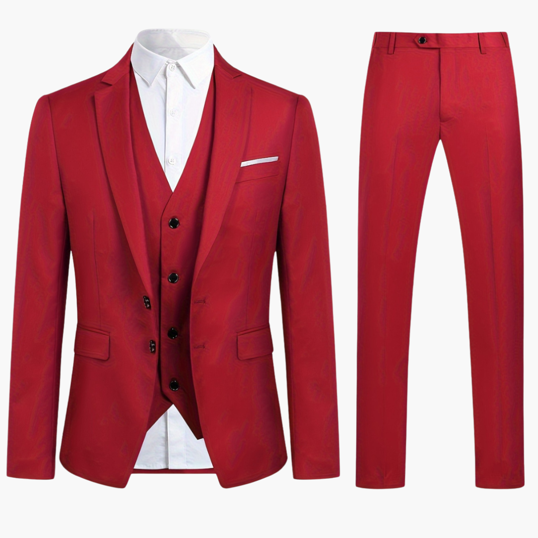 Single-Breasted Wedding Suit - Slim Fit 3-Piece Set for Men