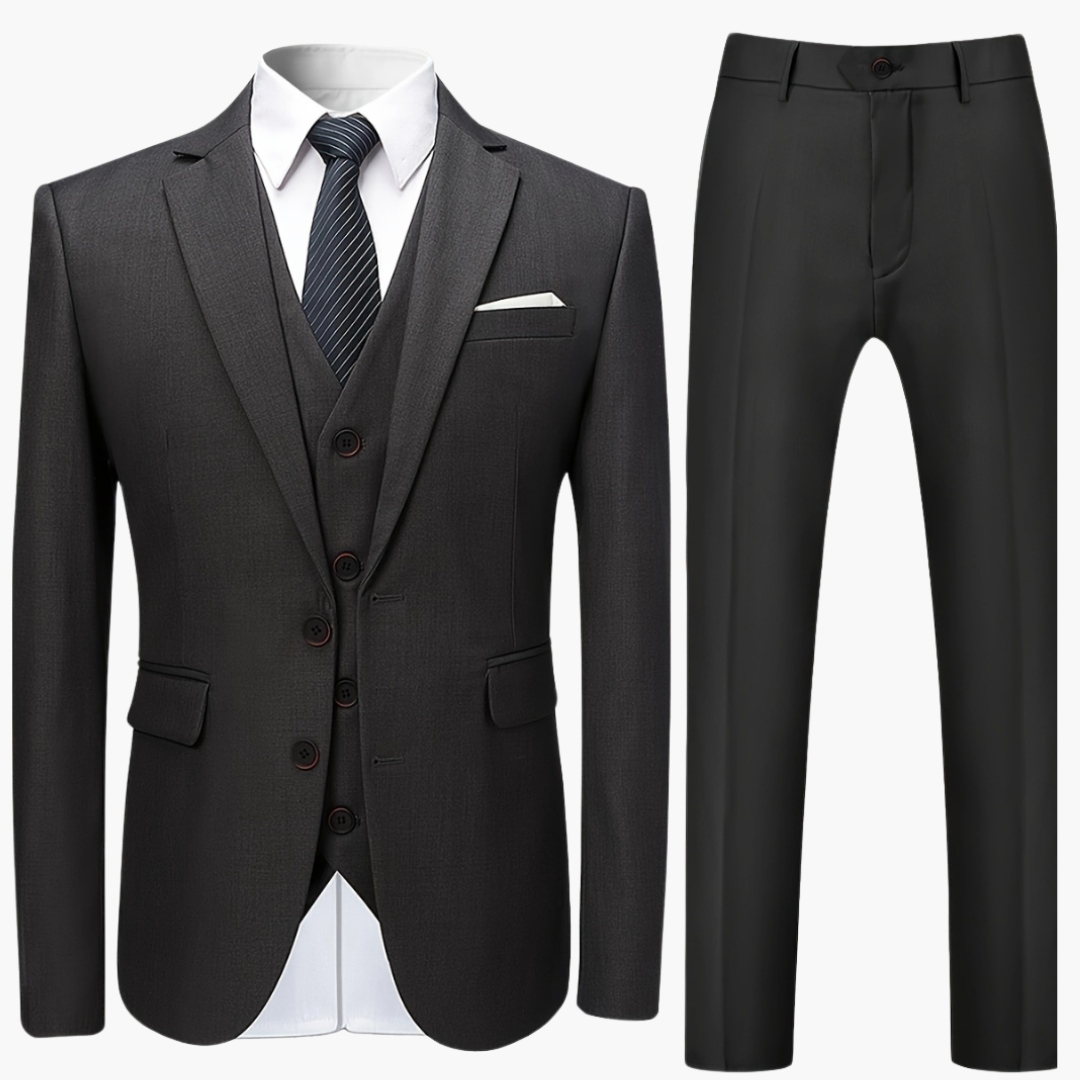 Single-Breasted Wedding Suit - Slim Fit 3-Piece Set for Men