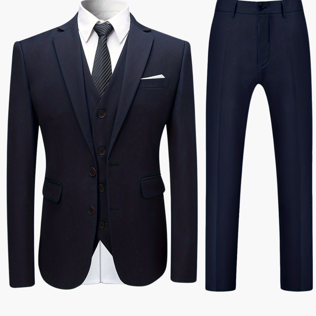 Single-Breasted Wedding Suit - Slim Fit 3-Piece Set for Men
