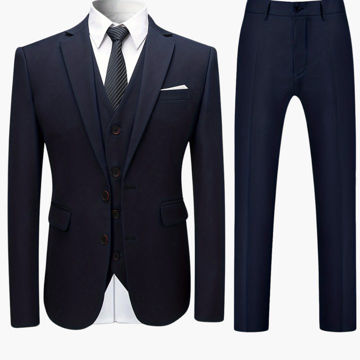 Single-Breasted Wedding Suit - Slim Fit 3-Piece Set for Men